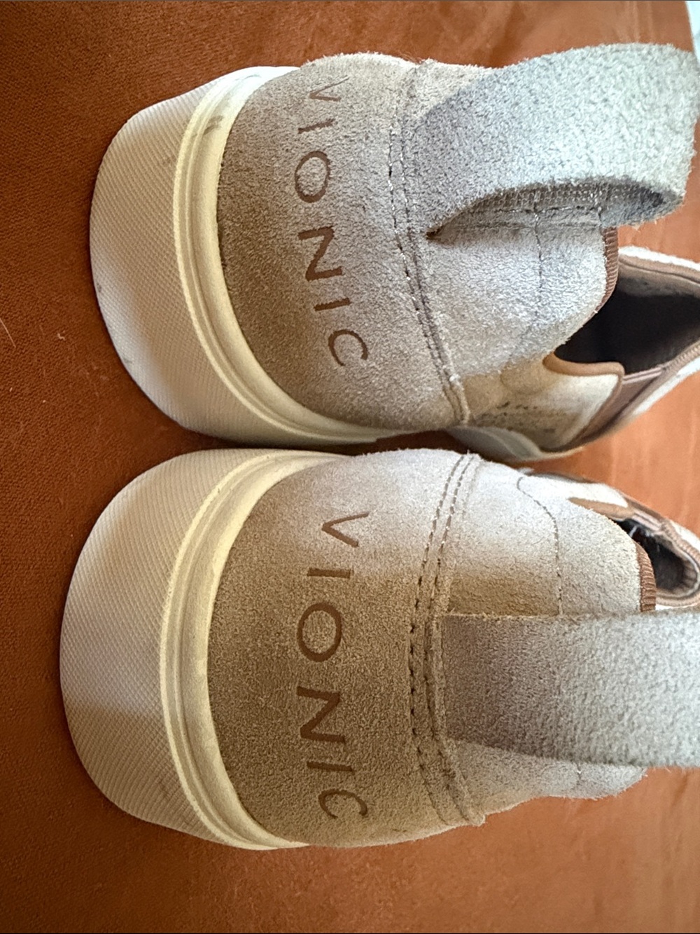 Vionic Women's Slip-On Perforated Suede Sneakers in Beige - Picture 4 of 5